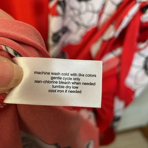 LANE BRYANT UEC 14/16 Floral Faux Wrap Maxi Dress Red White High-Low Ruffle - Picture 9 of 11